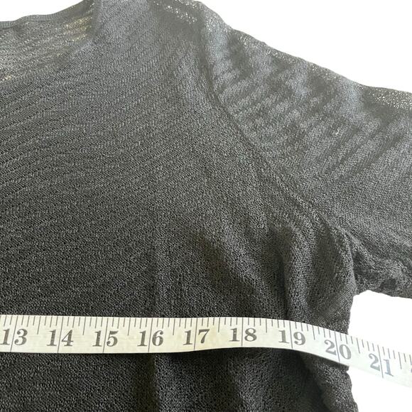Eileen Fisher Black Hemp Sheer Knit High Low Pullover Sweater Top Size M - Picture 7 of 10